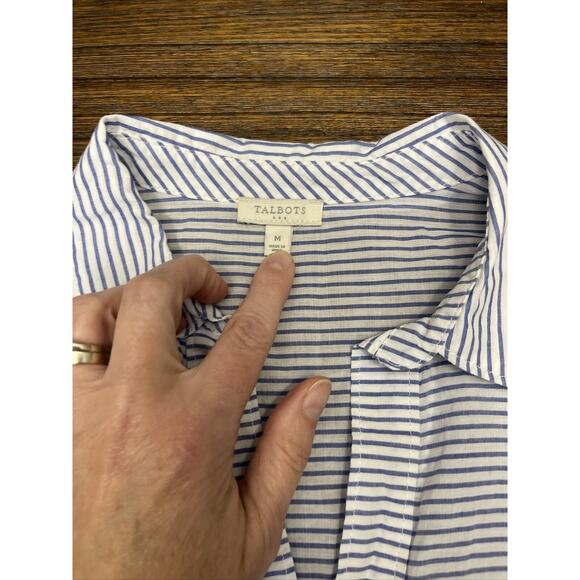 Talbots Women’s Striped Lightweight Short Sleeve V-Neck Top Size Medium - Picture 4 of 9